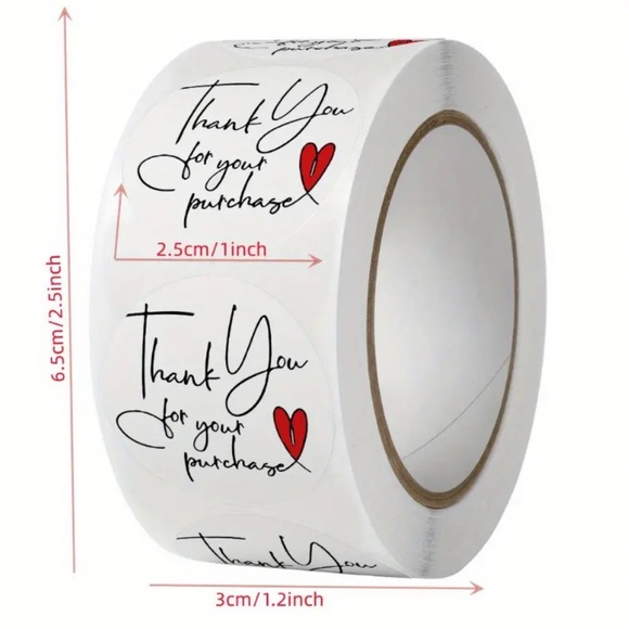 1 Roll of 500pc. Thank You For Your Purchase Stickers NIP - Picture 2 of 4